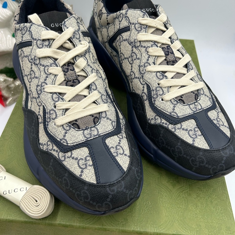 Men's Gucci GG supreme Rython sneakers size 12 made in Italy NWT - Picture 3 of 11